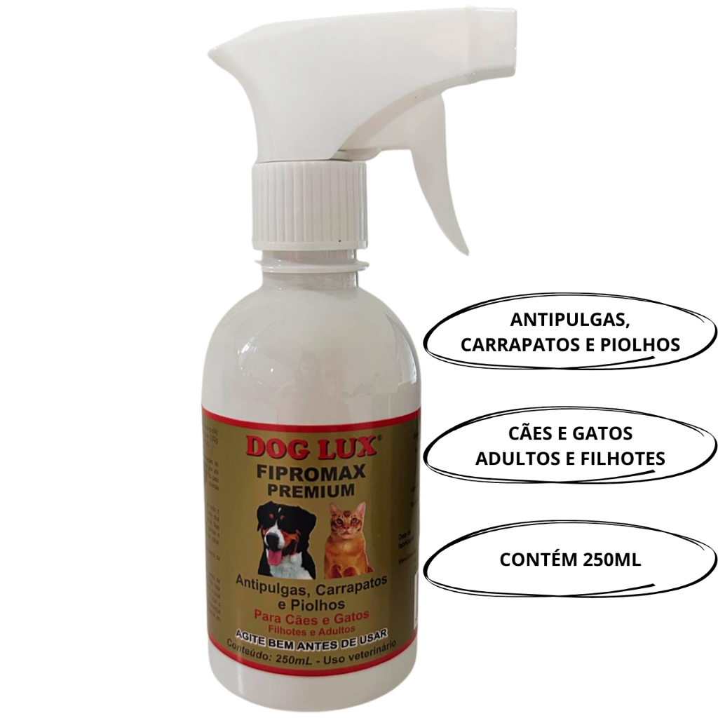 Spray Contra Pulgas Carrapatos e piolhos Dog Lux 250ml Cães e Gatos ...