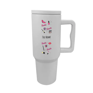 Copo Com Canudo Térmico de 1200ml Personalizado do Mundo da Ba Com O Seu Nome [C-04]