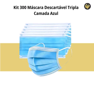 Kit 300 Máscara Descartável Tripla Camada AZUL em Oferta na Shopee