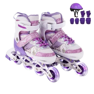 Patins Roller Inline Infantil Ajustável Com Luz De Led Com Kit Proteção Meninas Criança Promoção em Oferta na Shopee