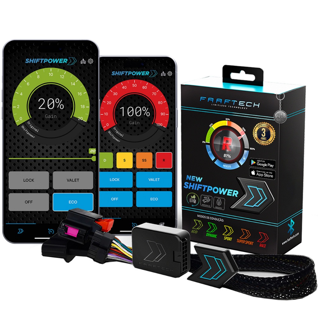 Chip Potencia Gás Pedal Shiftpower Modo Eco Bluetooth Ft-Sp46+
