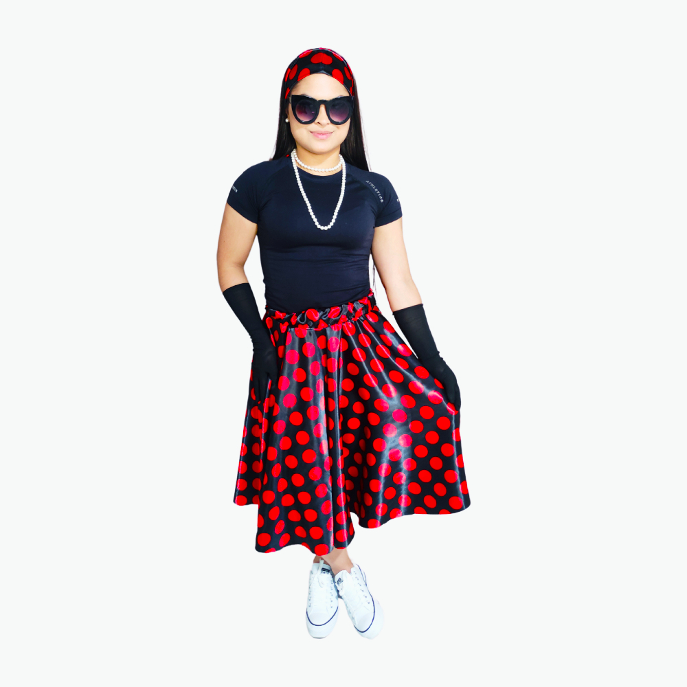Saia Vermelha Saia Rodada De Bolinhas Roupa Temática Anos 60