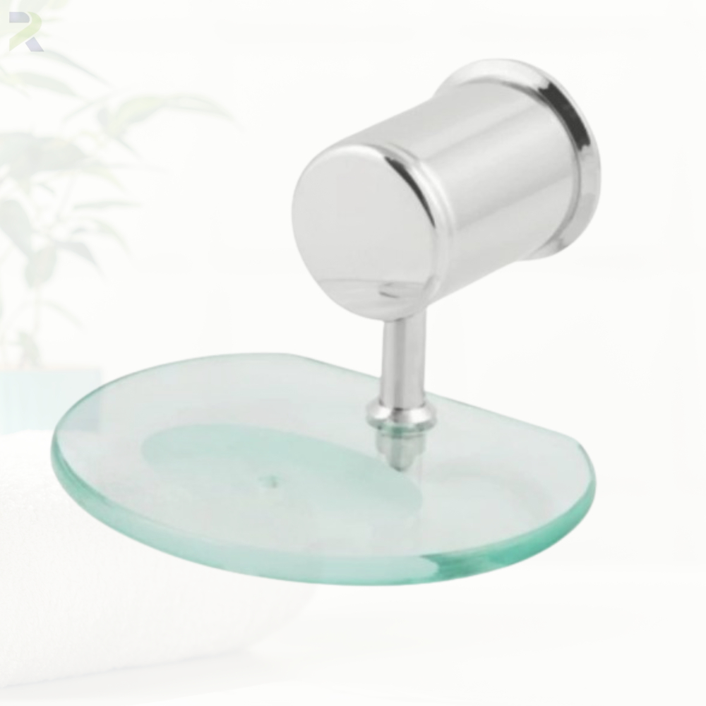 Saboneteira de Vidro 8mm Luxo Porta Sabonete de Parede Fixação Dupla Redonda