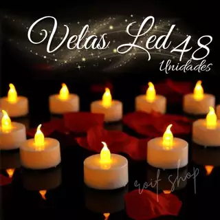 48 Vela Eletrônica Decorativa Led Amarela + Baterias