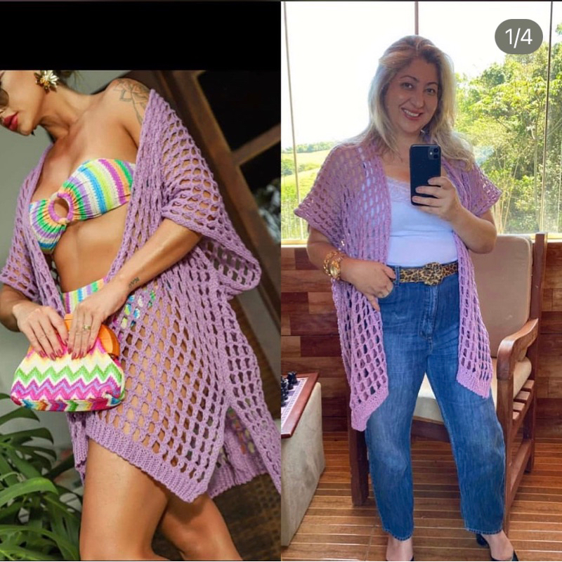 kimono Trico Acessório Terceira Peça Saída de Praia Feminino Moda