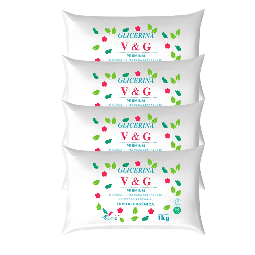 Kit Com 4 Unidades Base Glicerina Para Sabonete 1kg - Transparente ou ...