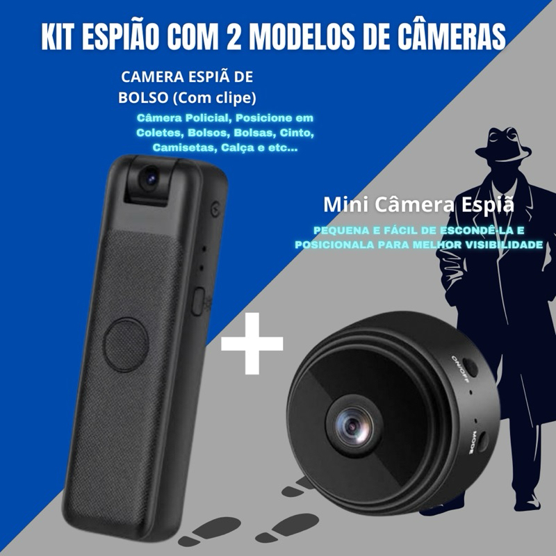 2 Modelos Mini Câmeras de Segurança Discreta Espiã Qualidade HD Sem Fio ...