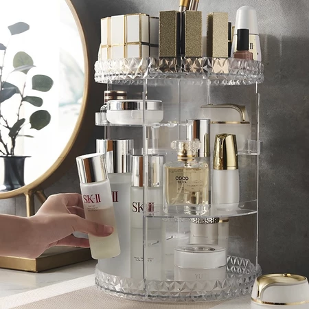 Organizador de maquiagem Acrílico Giratório 360º Suporte Para Cosméticos