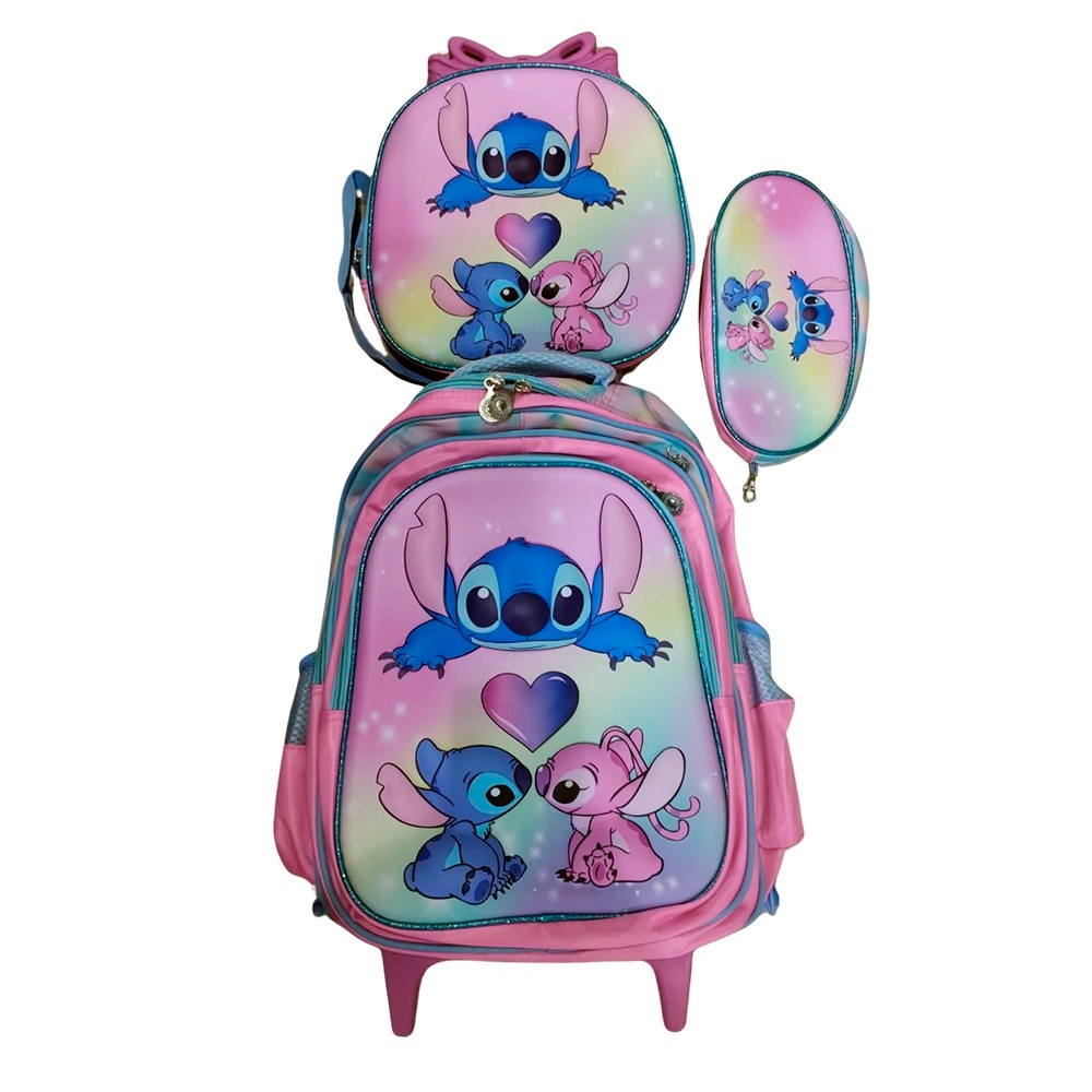 Kit Mochila Stitch Feminina em 3D ( Alto Relevo ) com Lancheira Térmica ...