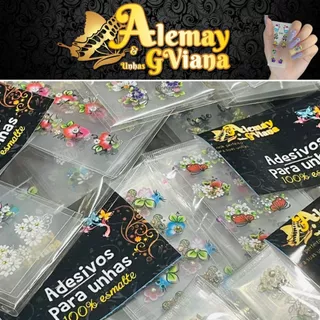 Adesivo de Unha C Pedrinhas Strass e Margaridas Kit Unhas Manicure Nail Art Mãos e Pés
