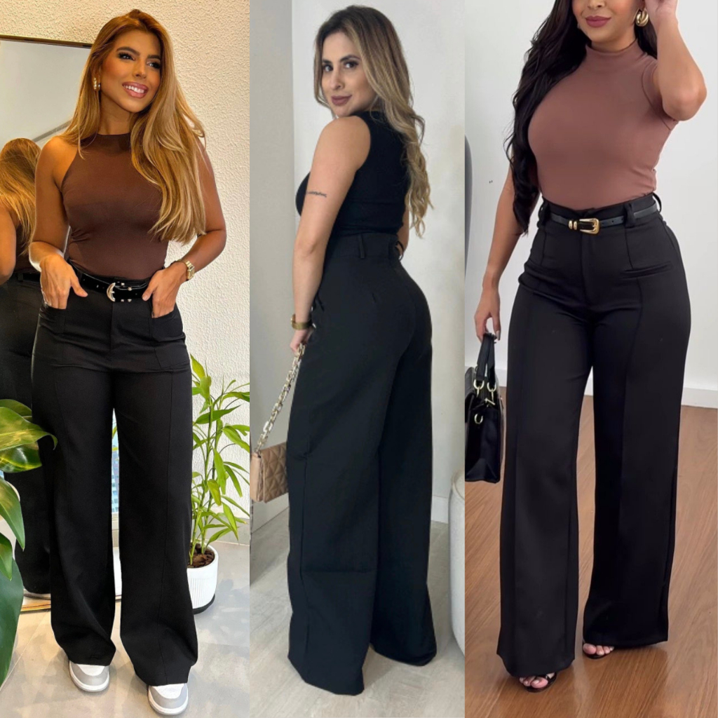Roupas Femininas pra festa a noite Conjunto alfaiataria calça pantalona ...