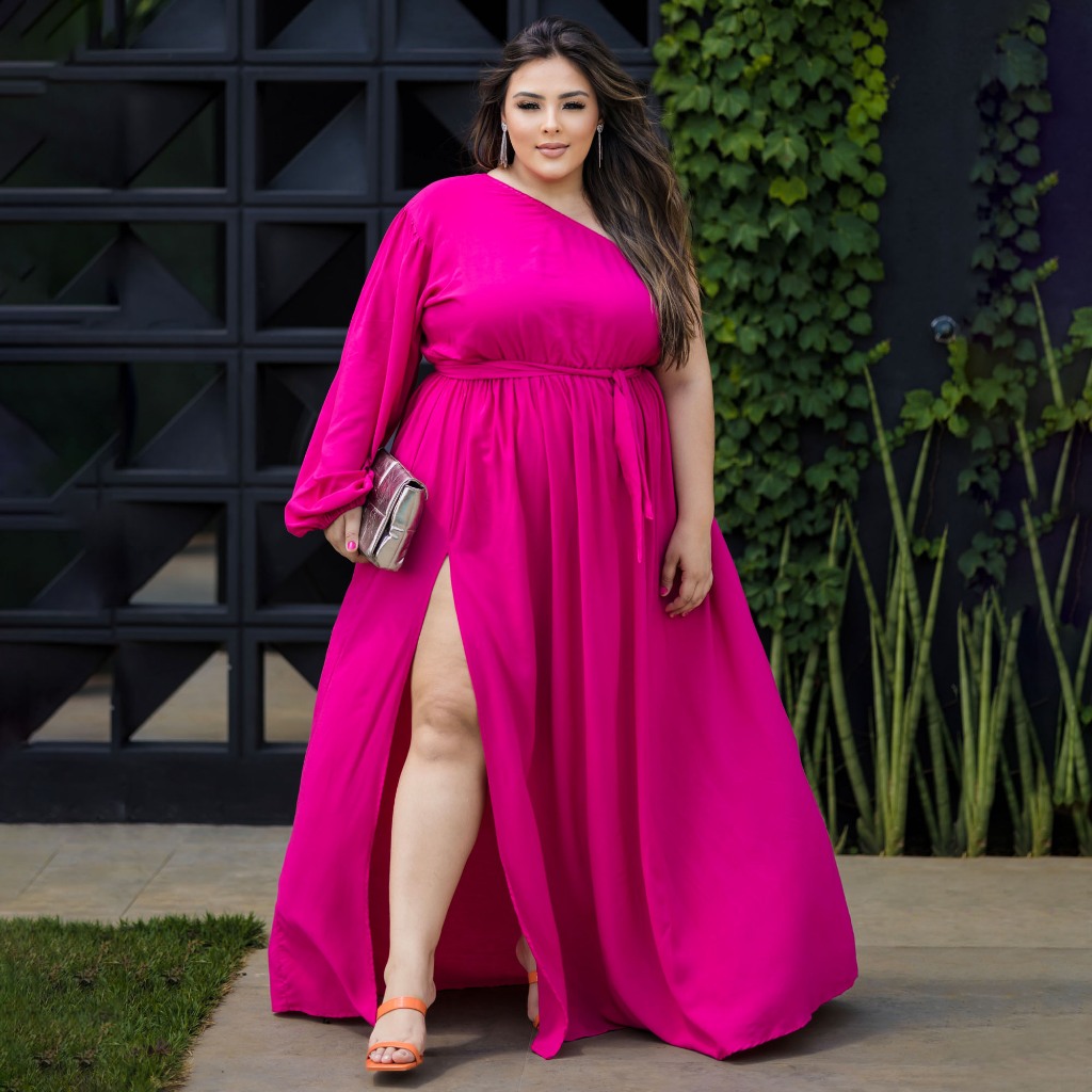 Plus Size Vestido Para Madrinha Rosa BebÃª Vestido Plus Size Longo