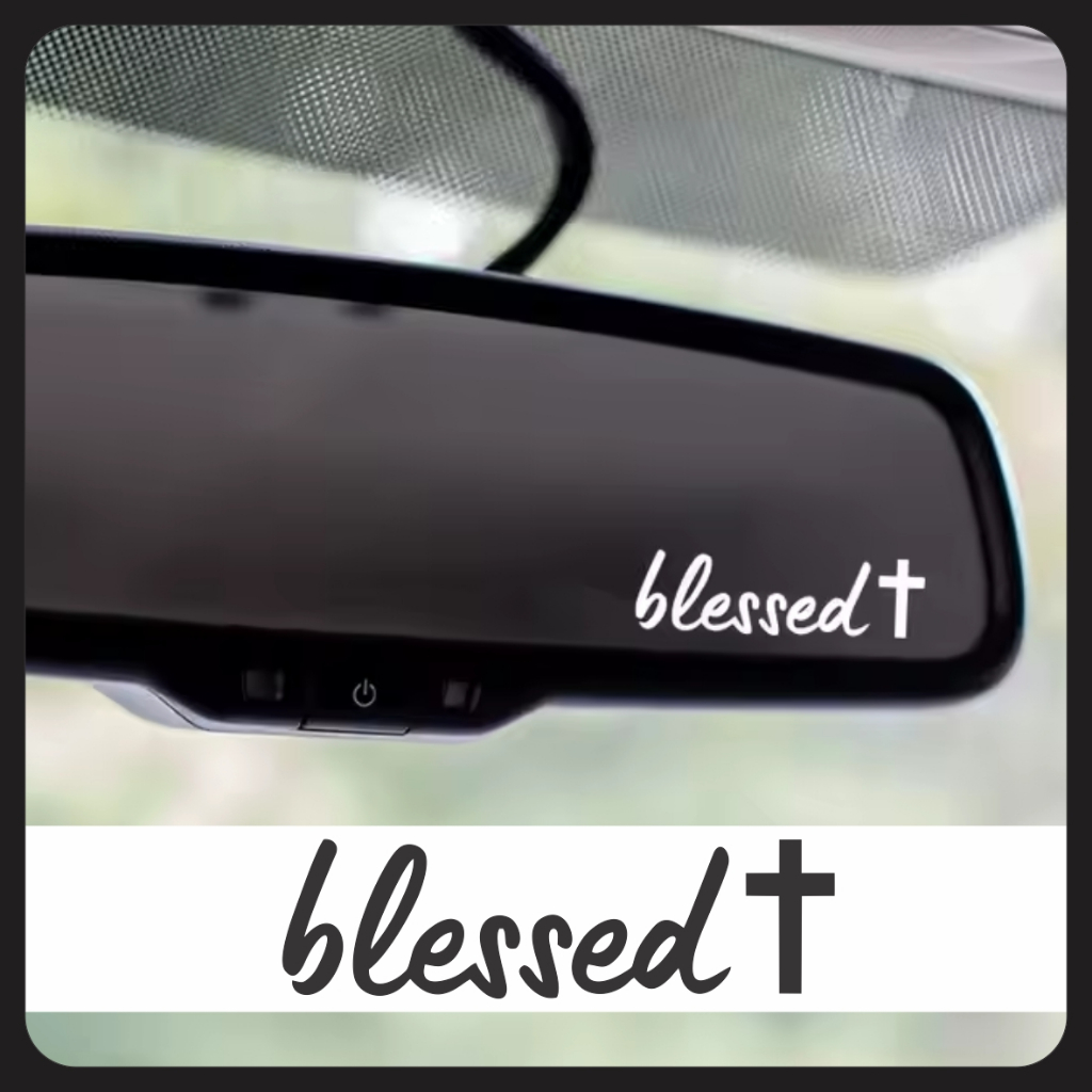 Adesivo Blessed Retrovisor 8x2,3cm Carro