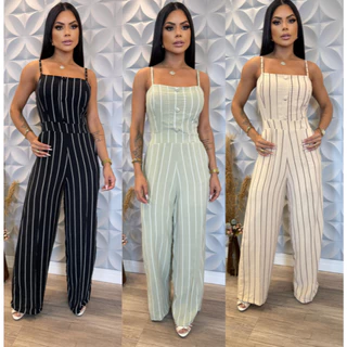 Macacão Feminino Elegante Com Botões Para Mulheres