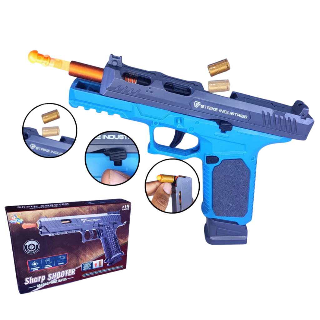 Brinquedo lançador Pistola Glock G17 com munição realista