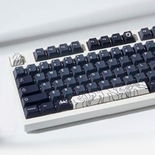Keycaps com Design de Linhas Teclado Mecânico Personalizado Presente Topográfico Preto e Branco