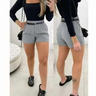 short feminino alfaiataria zara com cinto