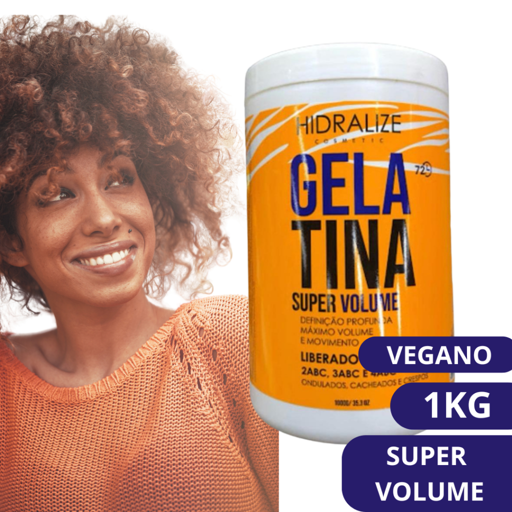 Gelatina para cabelo Ondulado e Crespo Hidralize 1kg Super Volume ...
