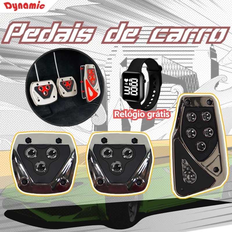 Pedaleiras Esportivas Automotiva Carro Tuning Kit 3 Peças