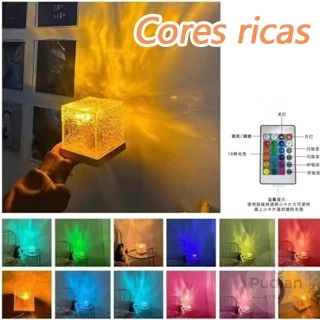 Projector Luz Nocturna Criativa De Ondulação De Água Acrílica Rotativa Lâmpada De Iluminação Com Cristal De Onda Marinha