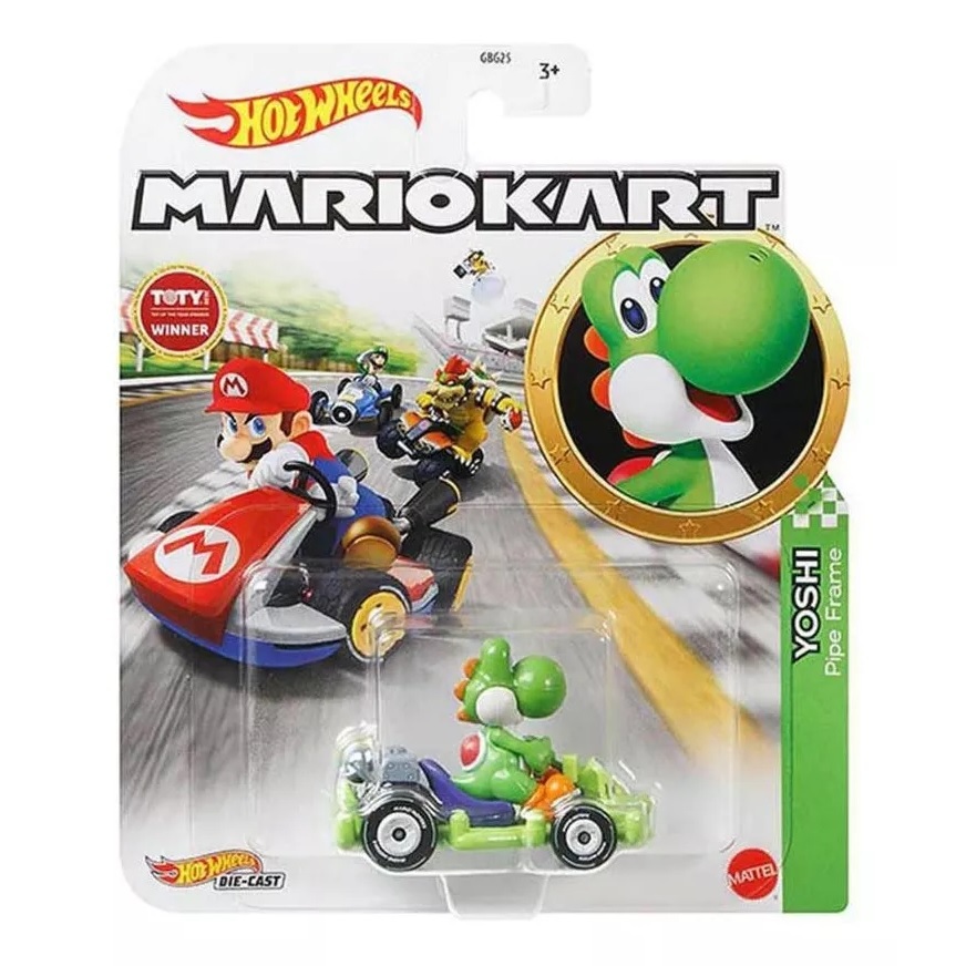 Die Cast GRN19 - Maquette Kart Yoshi 5 Cm - Super Mario Kart, Pipe Frame, échelle 1/64 - Dès 3 Ans - Multicolore