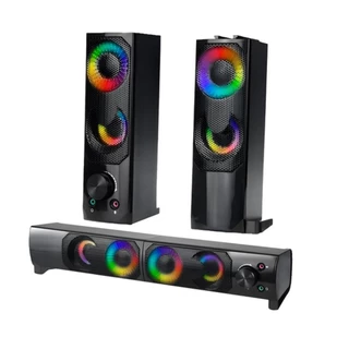 Caixa De Som Pc Usb P2 Potente Soundbar Rgb Luz Led