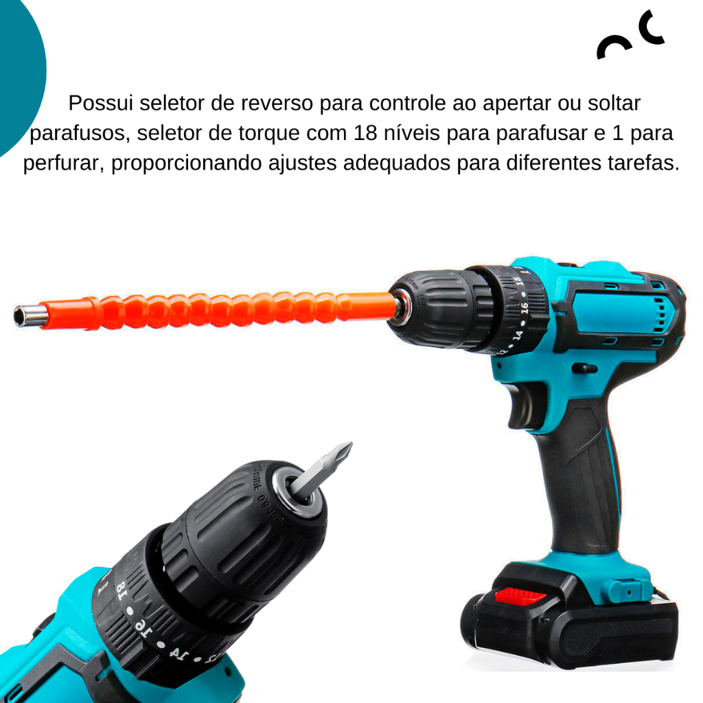 Parafusadeira Furadeira Sem Fio A Bateria 25V Maleta De