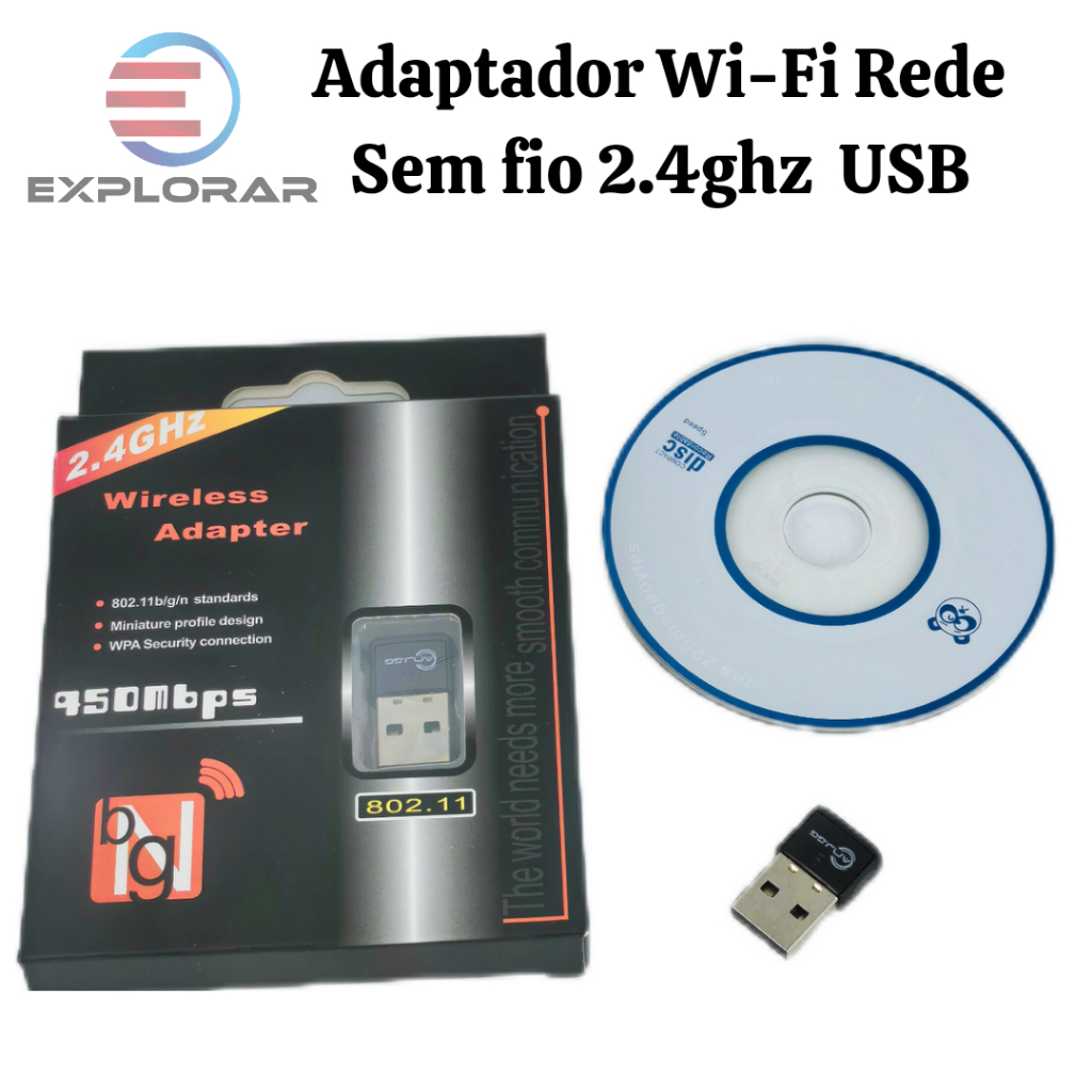Kit ADAPTADOR WIFI REDE SEM FIO RECEPTOR WIFI WIRELESS USB NANO PARA PC ...