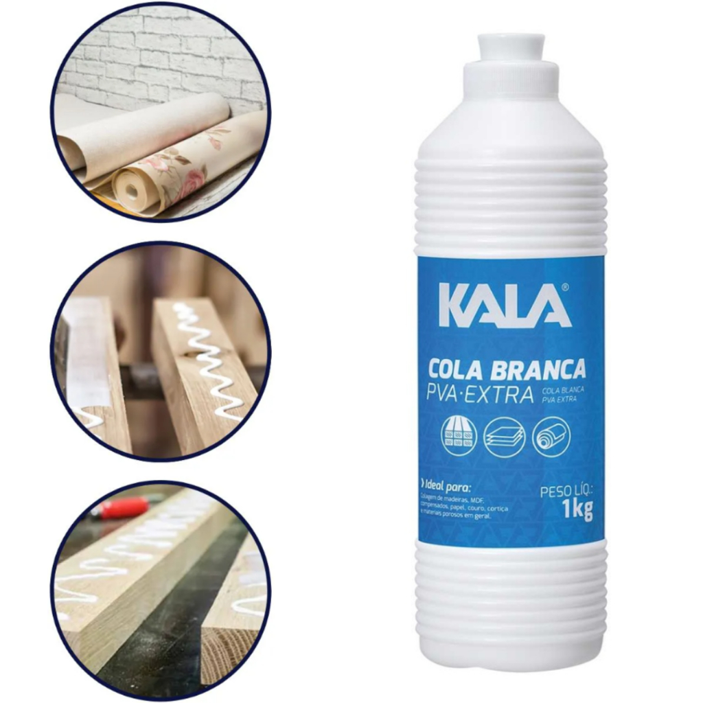 Cola Branca Madeira Extra 1KG 970255 - KALA | Shopee Brasil