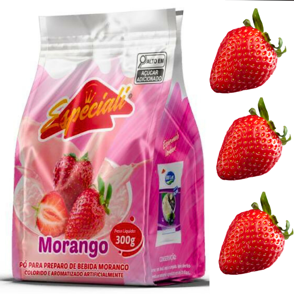 Kit 5 Pacotes de Preparo Para Bebida Sabor Morango - Total 1,5KG ...