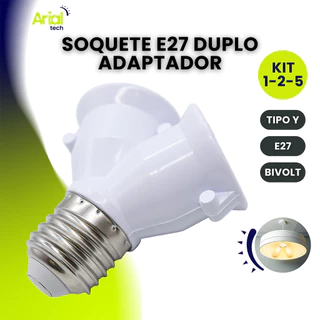 Kit Bocal Soquete Tipo Y Adaptador Duplo 2 Lâmpadas E27 Bivolt 110v|220v