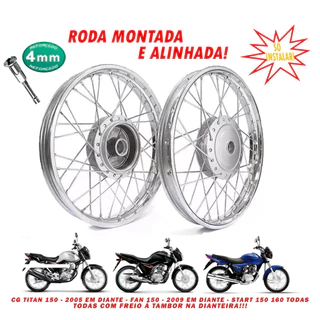 Par Aro Roda Raio 4mm Cg Fan Titan 150 Start 160 Tambor Dianteiro e Traseiro Alinhada (só montar) em Oferta na Shopee