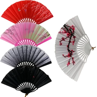 Leque Dobrável Portátil Estilo Japonês Florido 43cm em Oferta na Shopee