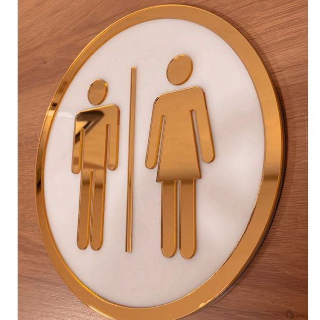 Placa Sinalização indicativa Banheiro unissex em Acrílico Ele/Ela