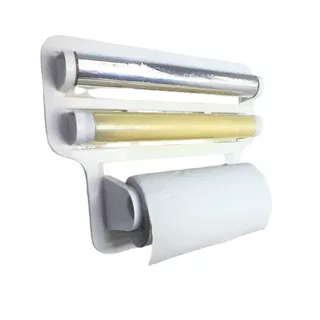 Porta Papel Toalha Triplo Suporte Branco Rolos Para Cozinha 4 em 1