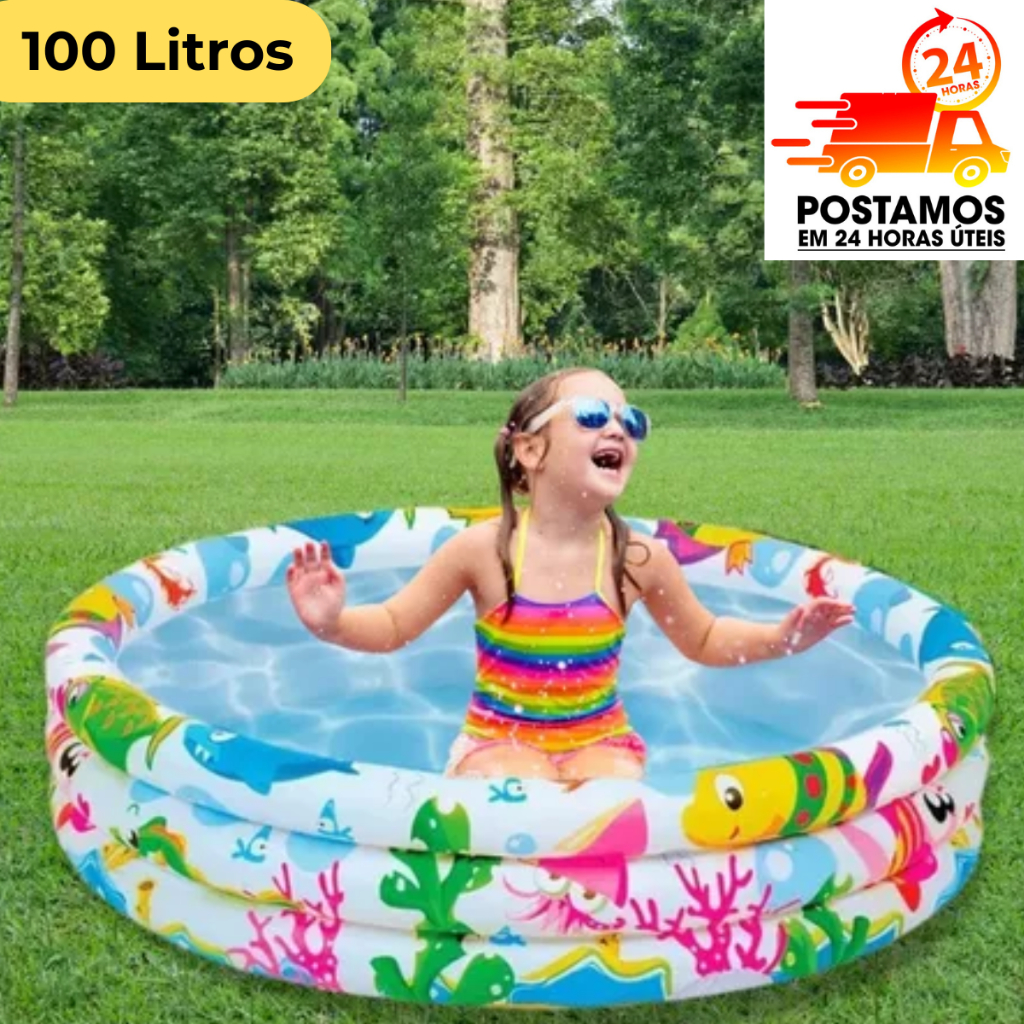 Piscina Inflável Infantil 100 Litros Fundo Do Mar Criança Bebê Para ...