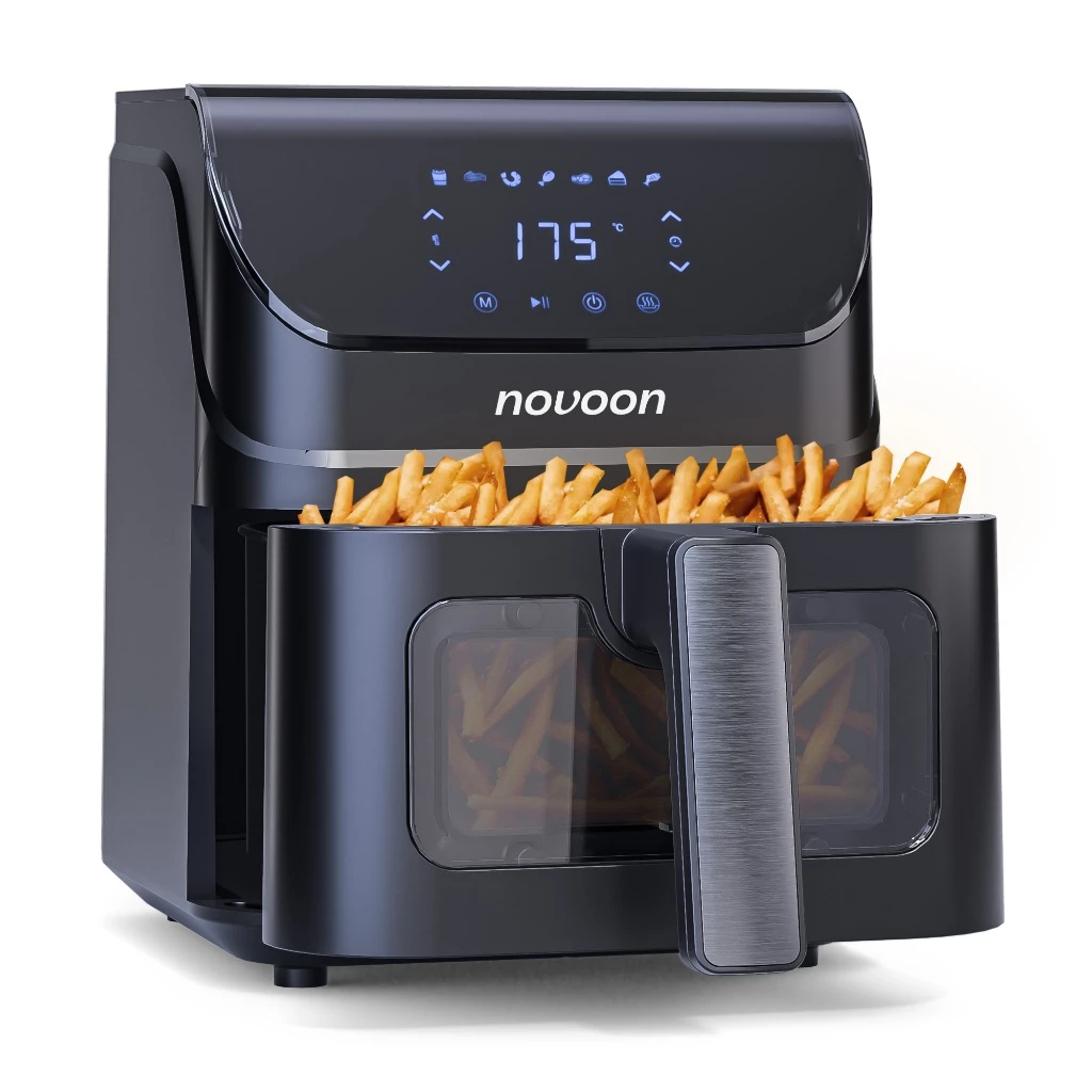 Fritadeira Air Fryer Novoon 4.5 Litros Digital Alta Potência 1400W Sem Óleo Assa e Reaquece 3 em 1