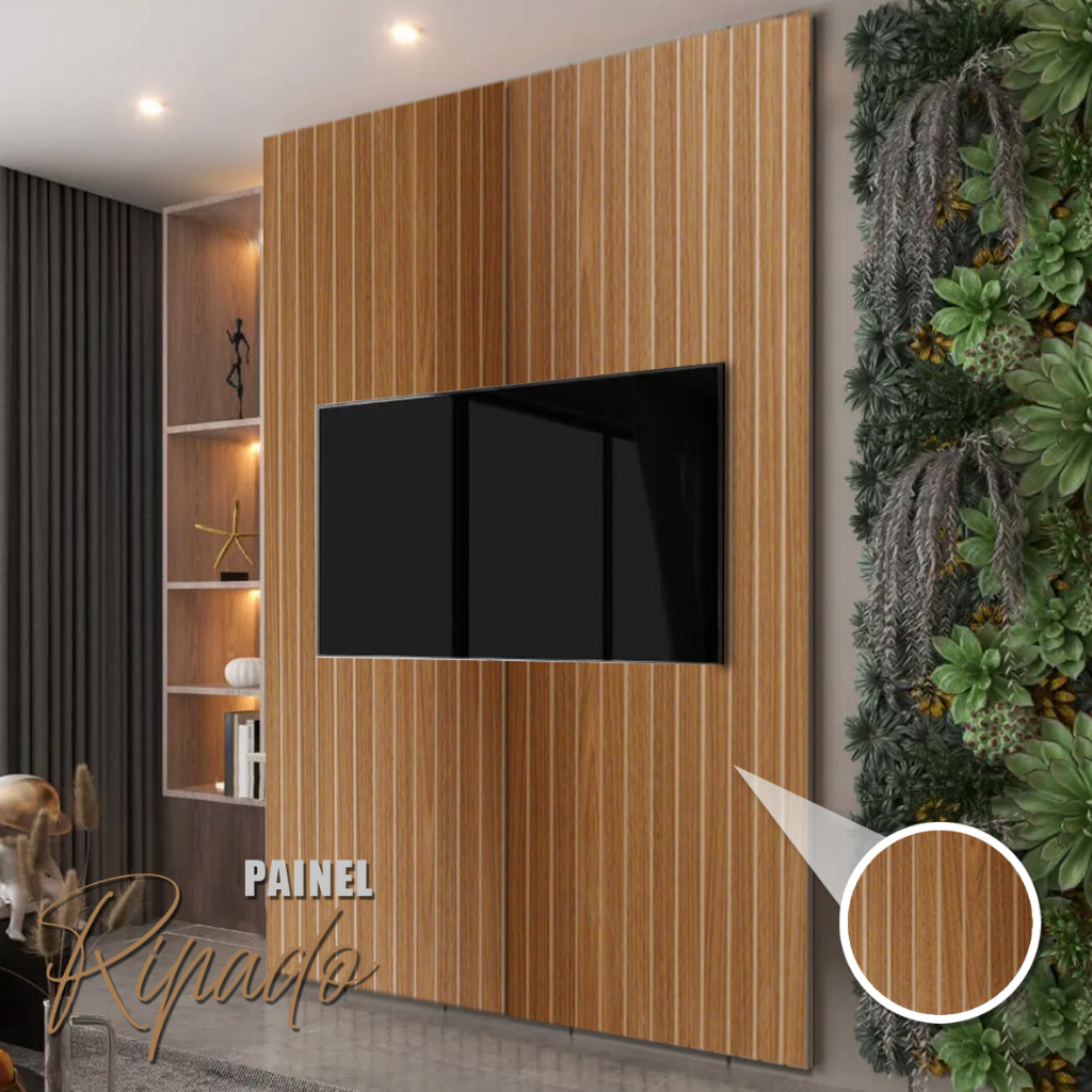 Kit 20 Revestimentos Ripado Decorativo Placa Adesiva MDF 45x11 | Shopee ...