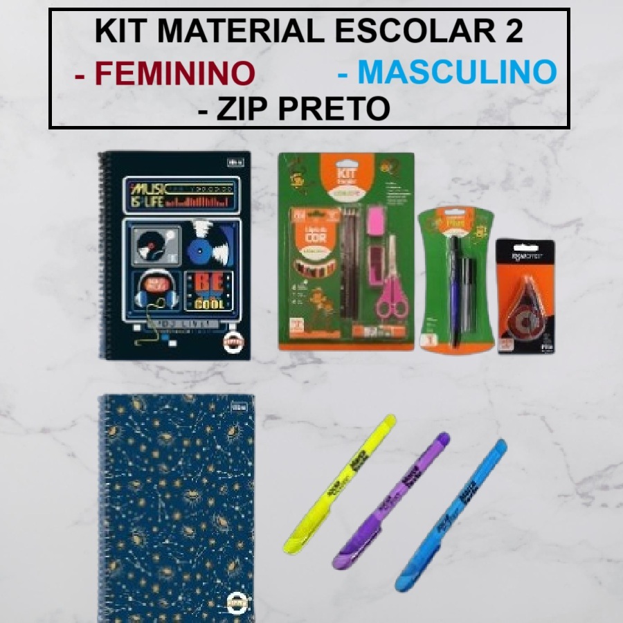 Kit Material Escolar De Caderno 10 Ou 16 Ou 20 Matérias Com Kit ...