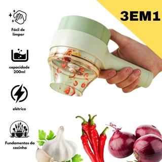 Processador Triturador e Moedor De Alho e Alimentos Frutas Legumes Eletrico Portatil