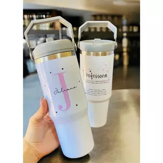 Garrafa Térmica Tumbler 900ml Premium Bico Flip Aço Inox PERSONALIZADA, Copo Térmico com Canudo Quencher