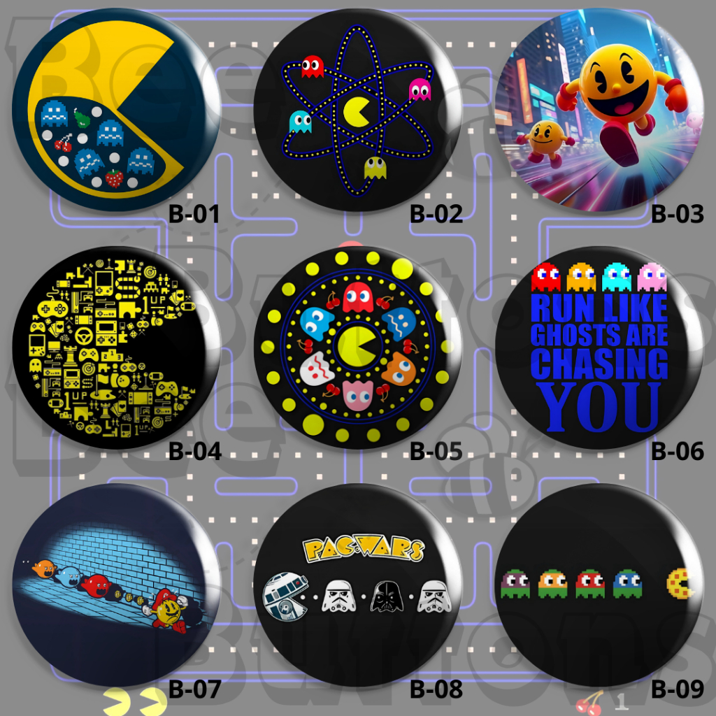Bottons PAC MAN - Boton / Button / Botum / Broche / Pin - 3,8cm e 5,5cm ...