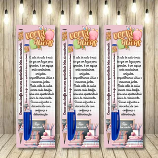 10, 20 ou 50 Lembrancinhas Volta as Aulas Card, Caneta e Lapis Brinde Motivacional, Mimo Boas Vindas