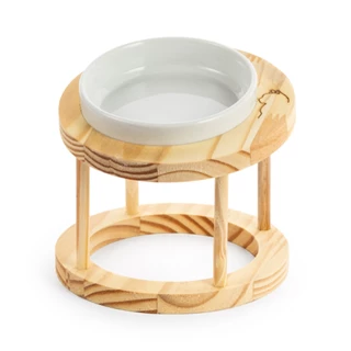 Comedouro Gato Elevado com Suporte – Proteção Cervical e Digestão Saudável Tigela 230ml Porcelana