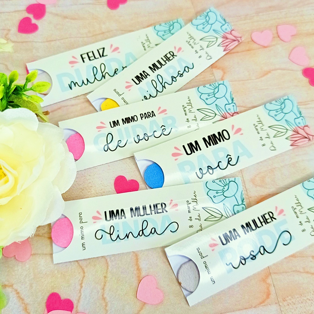 50 Porta Mini Lixa de Unha - DIA DAS MULHERES (Não acompanha Mini Lixa) - Lembrancinha Dia das Mulheres
