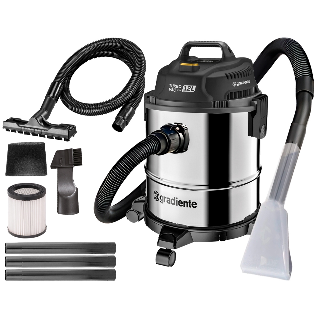 Aspirador Pó E Água 12l Inox Gradiente + Bico Extratora 127v