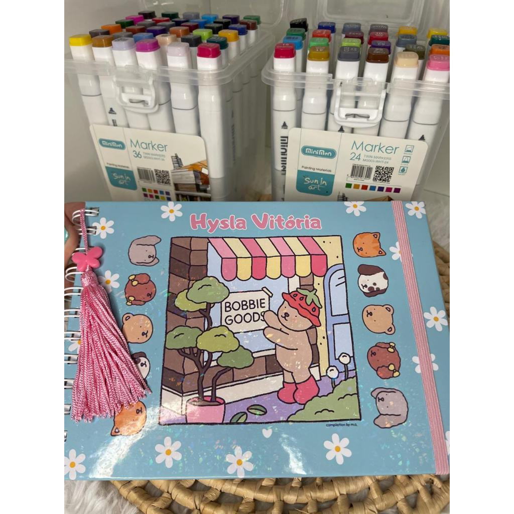 Livro De Colorir Bobbie Goods Capa Dura 50, Papel 180g, Caderno de Desenho Pintura Coloring Book Ursinho.