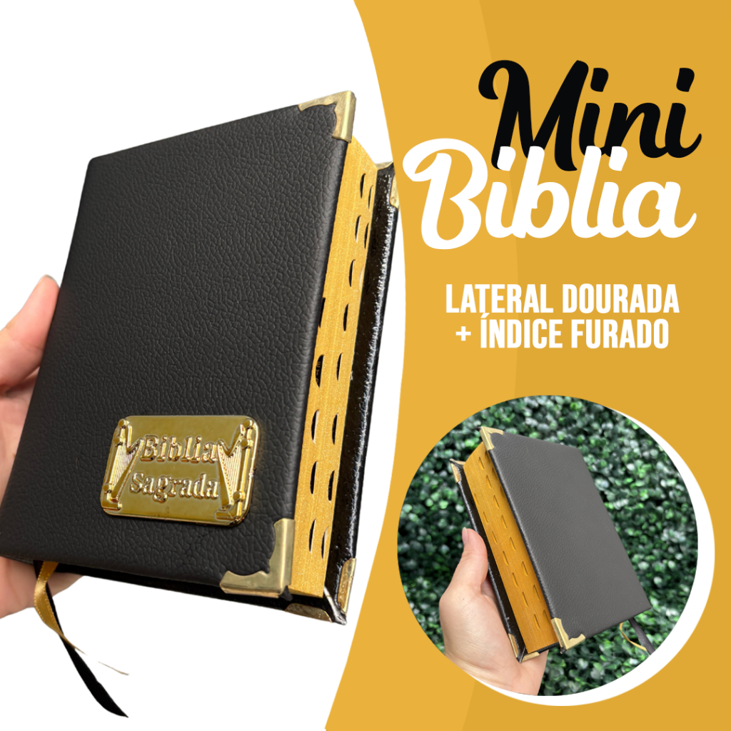 Mini Bíblia Luxo Preta Infantil de Bolsa com índice Letra Pequena ARC ...
