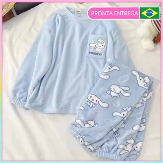 Pijama Cinnamoroll Sanrio Pelúcia Conjunto Pijama Inverno