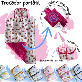 Trocador portátil impermeável 80 x 45 cm várias estampas dupla face dobrável lavável envio em 24h em Oferta na Shopee